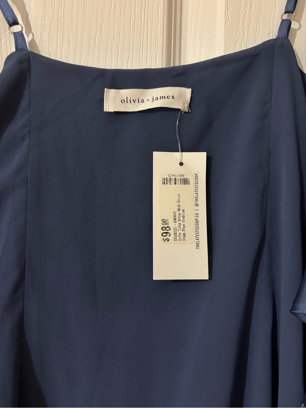 Sleeveless Blue Ruffle Wrap Maxi Dress with Tie Waist - Picture 3 of 3